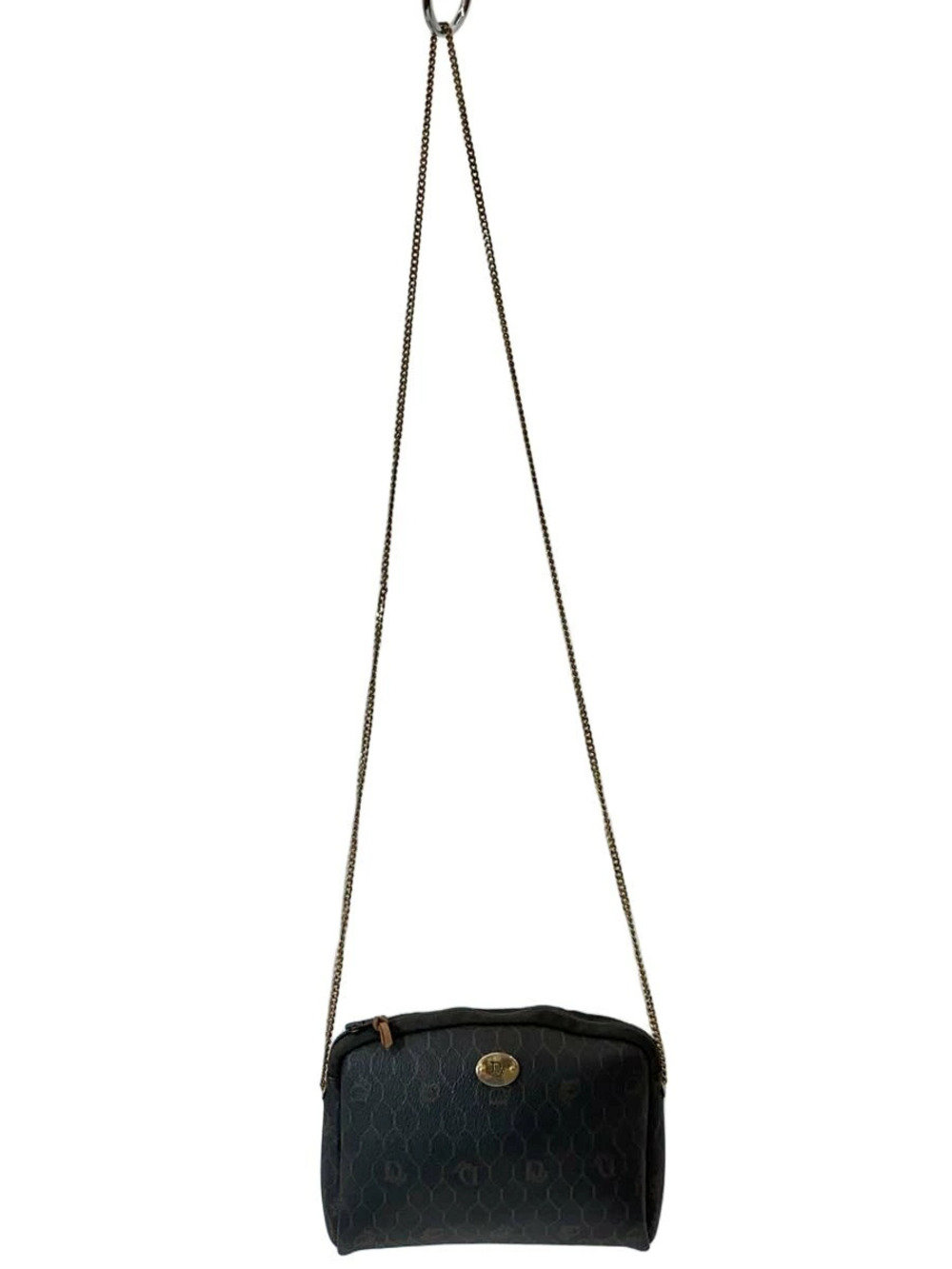 Christian Dior Honeycomb All Over Shoulder Bag Leather Black
